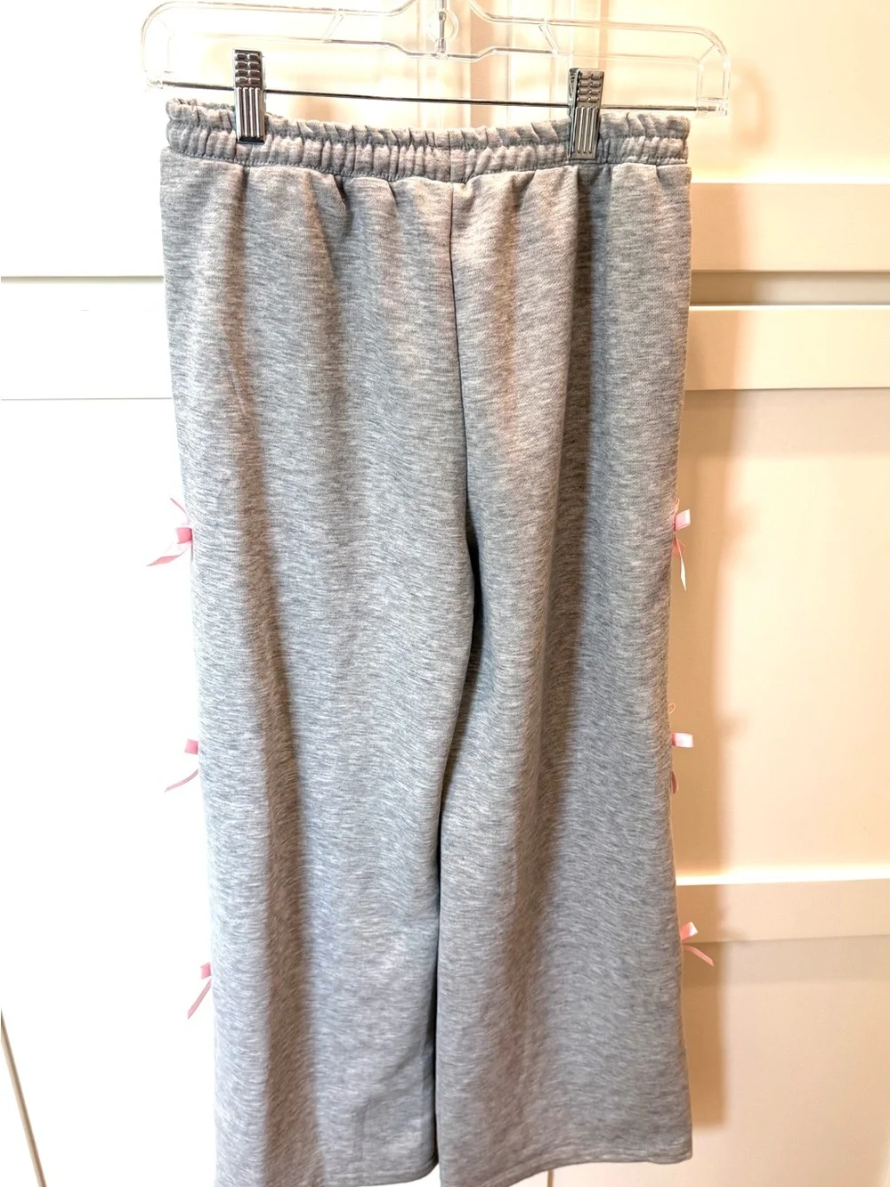 Girls' Grey Pajama Lounge Pants with Pink Bows